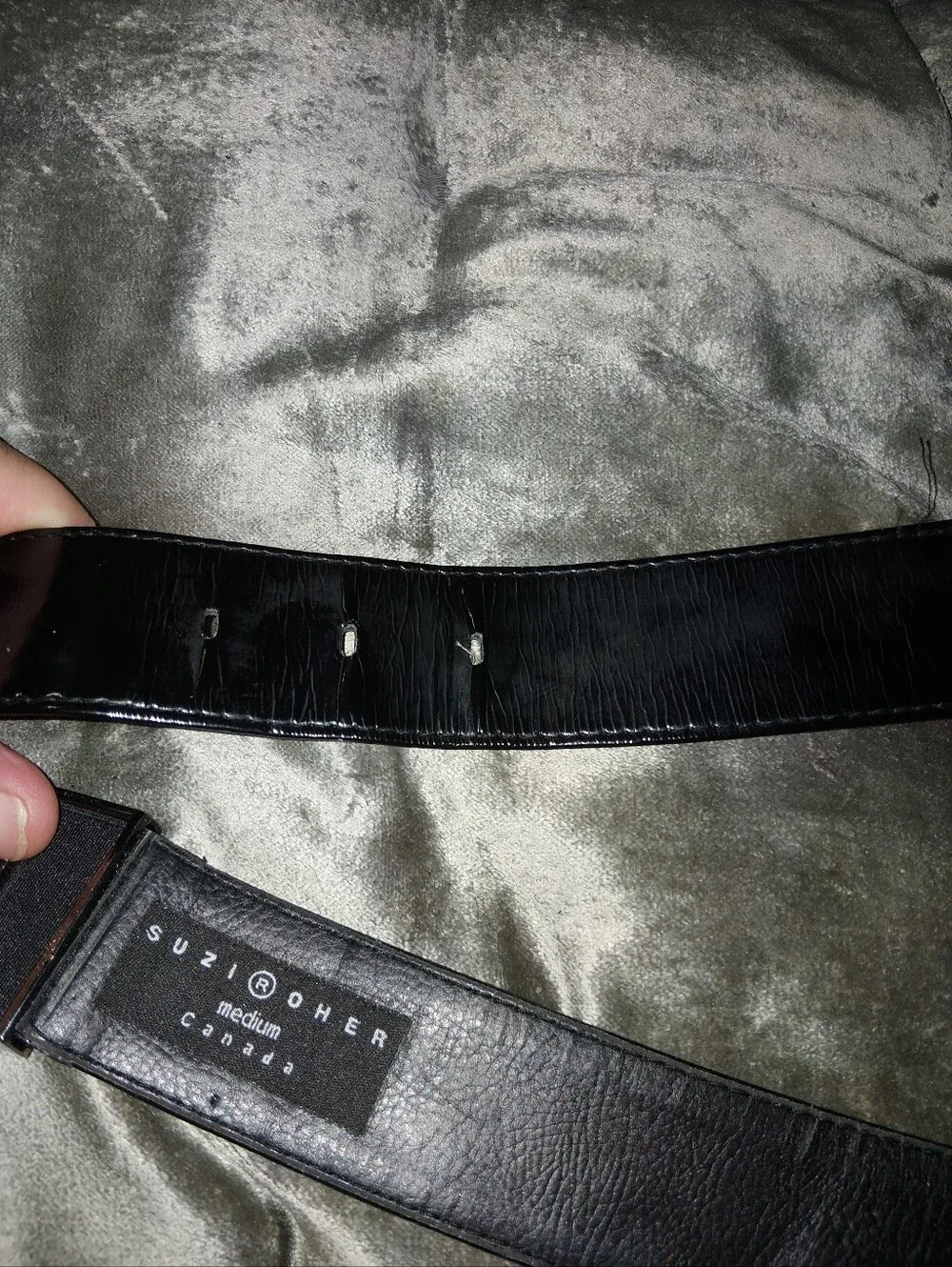 Suzi Roher Glossy Black Wide Patent Belt with Rectangular Buckle